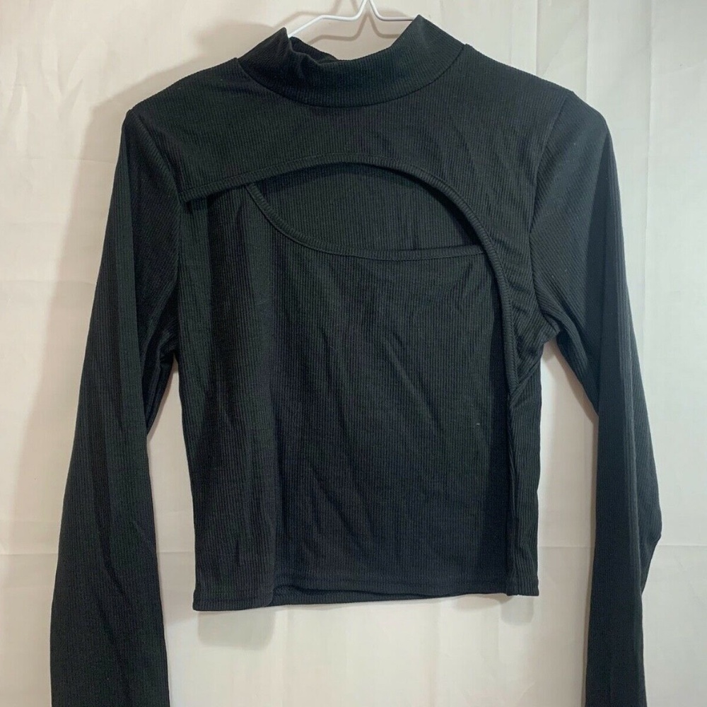 Yoins Womens NWT Long Sleeve Cutout Front Detail Mock Neck Top Size 8/10
